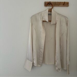 Women Striped Cream blouse